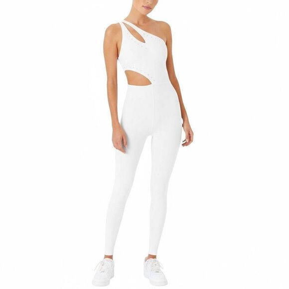 New Gigi C Cassie One Shoulder Cutout Jumpsuit Catsuit White XL - Picture 1 of 5